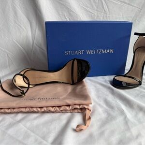 Stuart Weitzman Nudistong Strappy Black Heel Sandals
